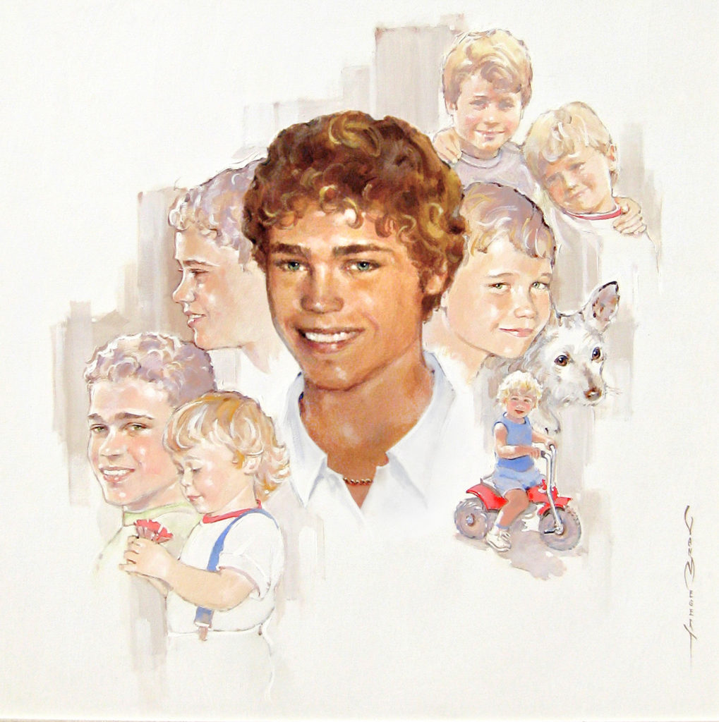 Posthumous portrait painting from family photos