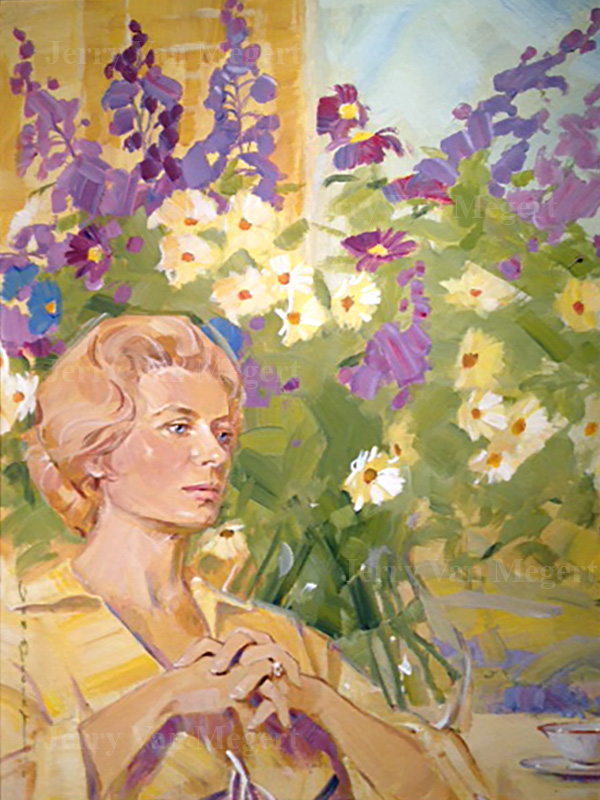 Lady with Flowers, Paris 24"x36" 